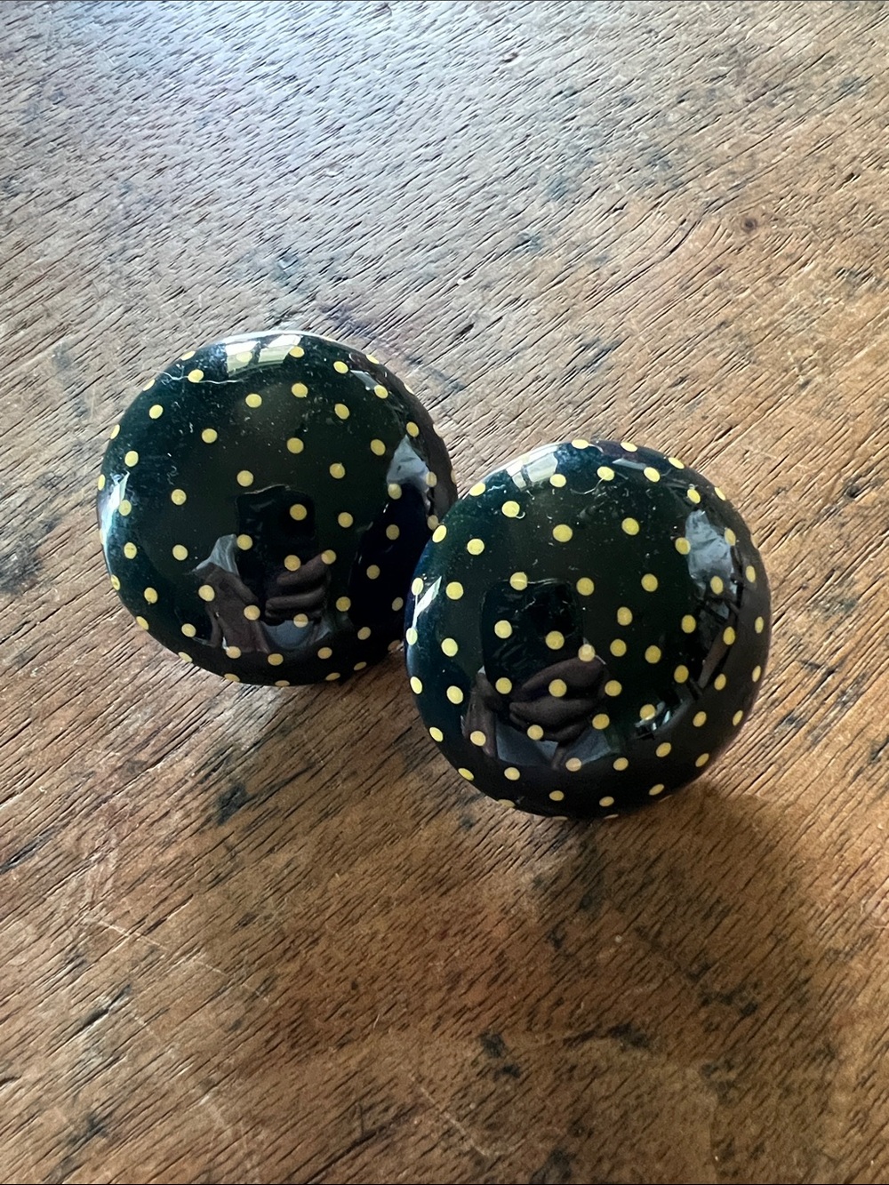 Black and Yellow Polka Dot Clip on earrings
